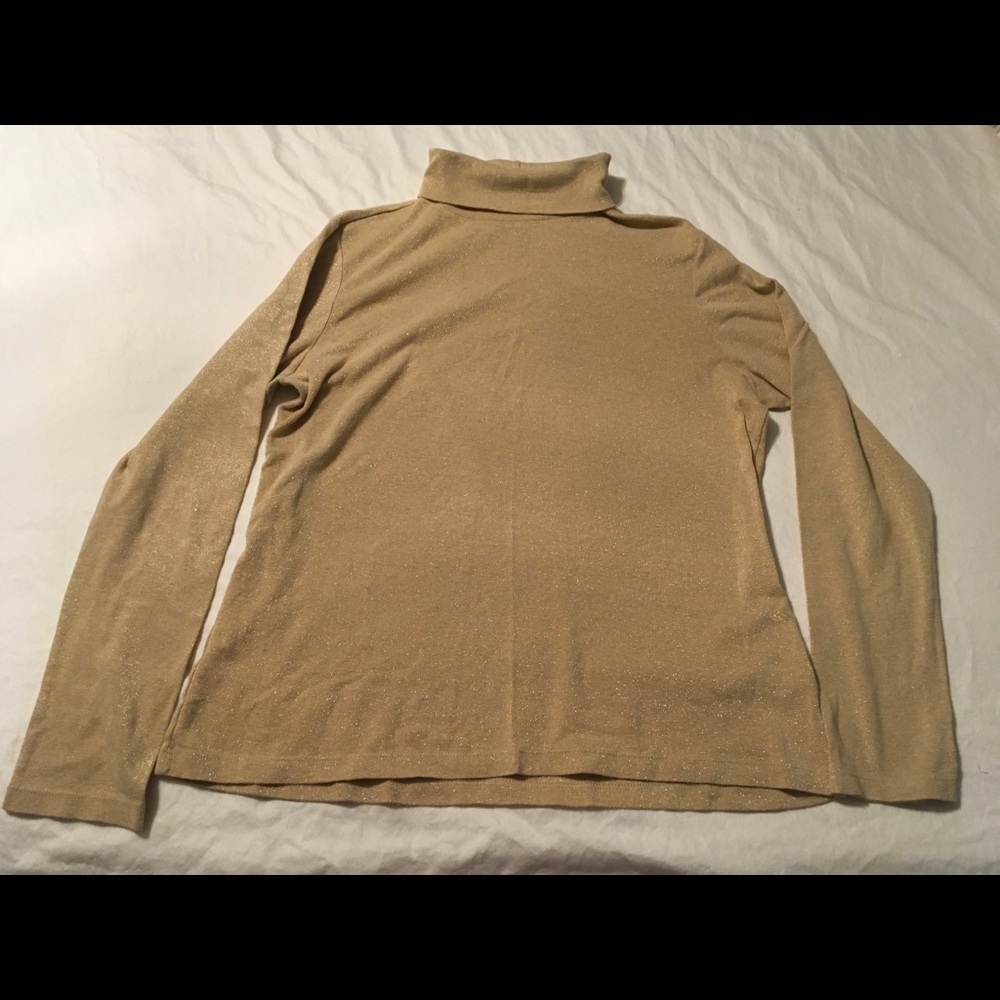 White Stag Gold Sparkly Long-sleeved Turtleneck Pullover